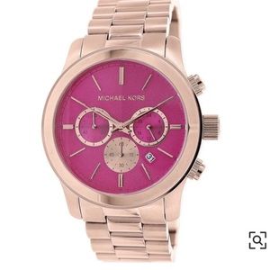 Michael Kors Runway Pink Dial Rose Gold-Tone Watch